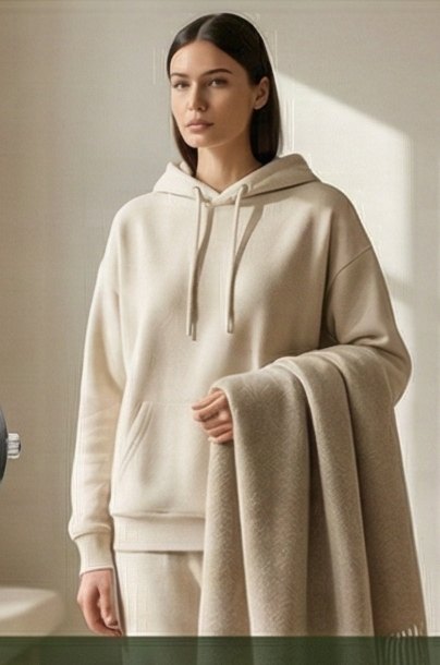 Person wearing banana-fiber blend apparel